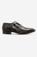 Footprint - Black Fashion Leather Brogue Double Monk