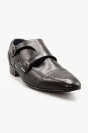 Footprint - Black Fashion Leather Brogue Double Monk
