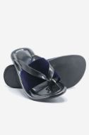 Footprint - 	Black Casual Leather Velvet Slippers