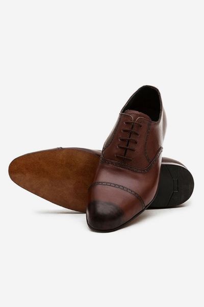 Brown Formal Leather Brogue Lace Up by Footprint	